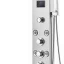 VEVOR Shower Panel, 6 Shower Modes, LED & Screen Hydroelectricity Shower Tower Panel System, Rainfall, Waterfall, 8 Massage Jets, Tub Spout, Handheld Shower, Stainless Steel Wall-Mounted Shower Set