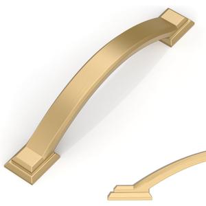 Amerdeco 10 Pack Champagne Bronze Cabinet Pulls 4 Inch(102mm) Hole Centers, Handles for Kitchen Cabinet Hardware, Arch Cabinet Handles for Bathroom Dresser Drawer Handles