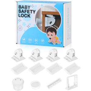 4 Pack Magnetic Cabinet Locks for Child Safety, Drawer Locks Baby Proofing, Magnetic Door Safety Locks for Cabinets and Drawers, Easy Installation No Tools Required (4 Pack and 1 Keys)