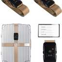 Veki Cross Luggage Straps Set TSA Approved with Lock Adjustable Travel Suitcase Belts Suitcase Tags with Name ID Card Packing Straps for Suitcases Strap Travel Accessories (Khaki*2pcs)