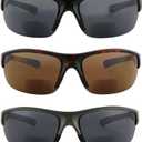 3 Pairs Bifocal Sunglasses for Men and Women, Half Rim Outdoor UV Protection Reader Glasses