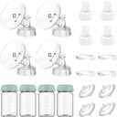 4 Full Pump Parts Kits for Spectra S1/S2/9 Plus/Synergy Gold, Replacement Kit for Spectra Pump Parts 4PC,Include 21mm Flange, Duckbill Valve, Tube, Bottle, Backflow Protector, Not Original Accessories (Green)