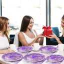 200PCS Purple Birthday Party Plates and Napkins Purple And Silver Birthday Party Decorations Purplish silver Theme Tableware Set Serves 50 Guests Girls Ladies Women Wedding Favors