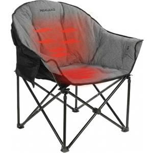 REALEAD Heated Camping Chair - Fully Thick Padded - Heated Chairs for Outdoor Sport with Back and Seat Heating - Heated Outdoor Chair for Adults - Battery NOT Included