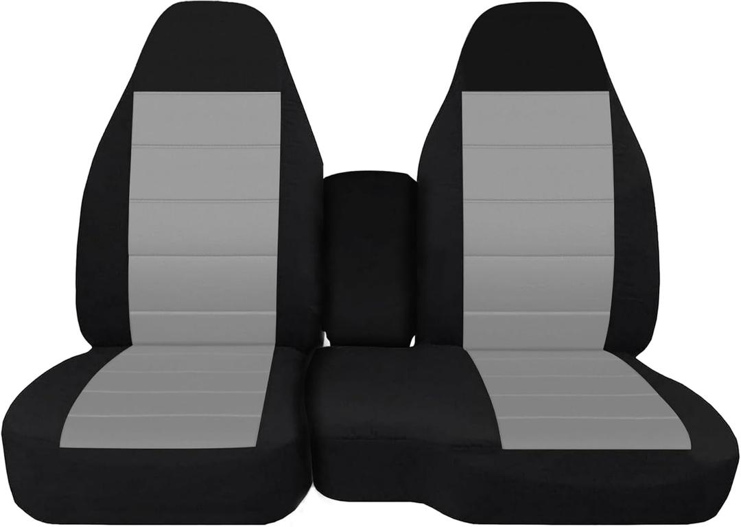 ESMING 60/40 Front Split Bench Seat Covers Fit for Chevy Colorado GMC Canyon 2004 2005 2006 2007 2008 2009 2010 2011 2012 with Console Armrest Truck Seat Cover-Light Gray