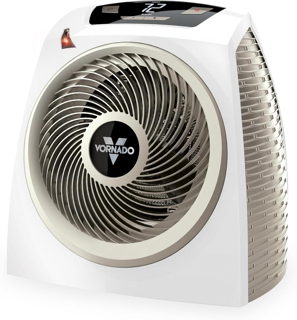 Vornado AVH10 (2025) Space Heater for Home, Fan Only Option, Digital Display with Adjustable Thermostat, Advanced Safety Features, Auto Climate Control, Whole Room Electric Heater for Indoors, White