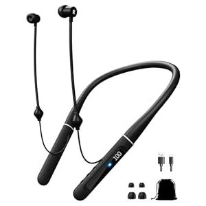 Air Tube Bluetooth Headphones with LED Battery Display,EMF Free Neckband Wireless Earbuds with 25H Playtime,HD Bass Airtube Headphone Emf Free with Mic And Controls,Airtube Earbuds For Sleep,Work,Gym