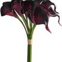12pcs Artificial Calla Lily Flowers, 13" Single Heads PU Flower Small Flower Bouquet Accessorie, Calla Lily Bridal Wedding Bouquet for Greenery Plants Indoor Outside Garland Home Office Decor (Purple)