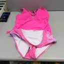 ZAFUL Womens Tankini Swimsuits Smocked 2 Piece Bathing Suits Modest Tie Back Swimwear (Pink, L)