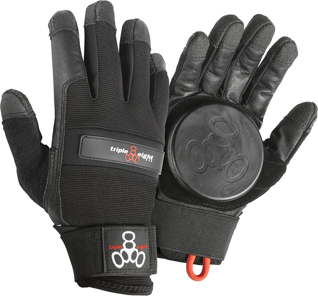 Triple Eight Downhill Longboard Slide Glove for Downhill Skateboarding (1-Pair), Black, Small / Medium