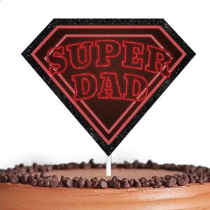 Red Glitter Cake Topper Surper Dad Theme Decor Supplies Male Daddy Happy Father's Day Brithday Family Party Decorations