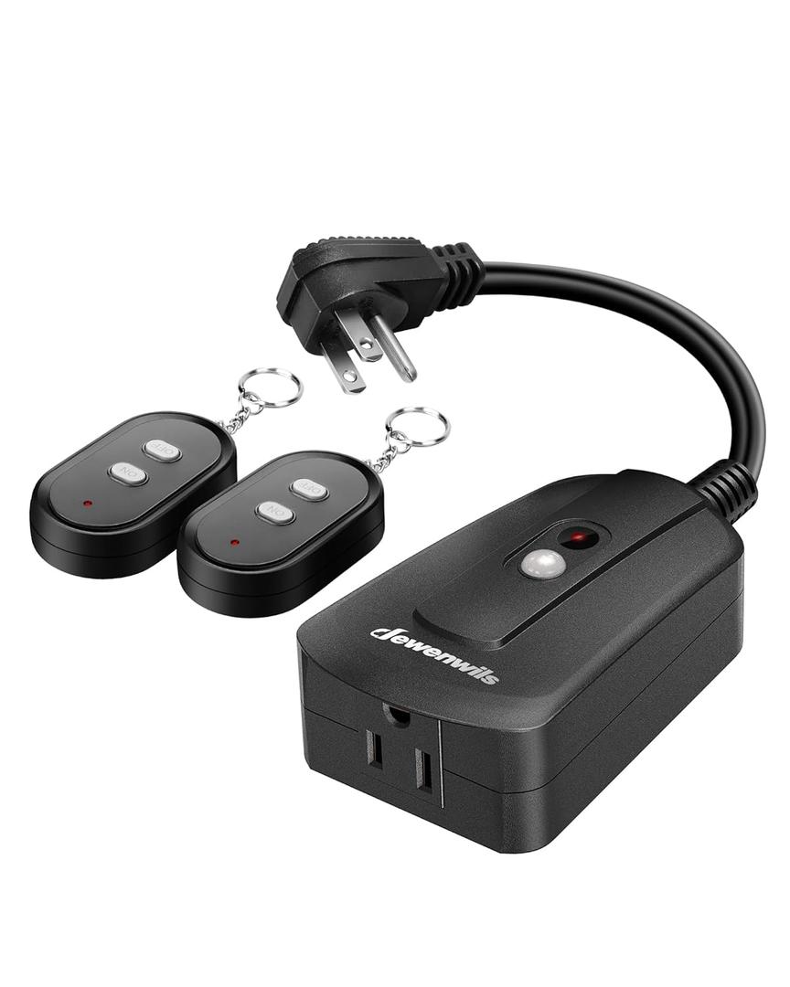 DEWENWILS Remote Control Outlet with 2 Wireless Remotes for Christmas Light, Weatherproof Remote Light Switch, 15 amp Heavy Duty Remote Controlled Light Switch, 100 FT, No Interference, UL Listed