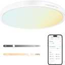 Flush Mount Ceiling Light, 3200LM Smart Led Ceiling Lights Fixture, Compatible Alexa, 2700K-6500K Stepless Dimmable Bright Lighting for Bedroom Kitchen Living Room White, 13 Inch, 1 Pack
