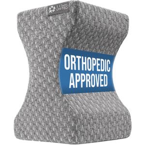 5 STARS UNITED Large Knee Pillow for Side Sleepers - Hip Pain Relief, Memory Foam Leg Cushion for Side Sleeping - Between Legs Pillow for Sciatica & Lower Back Pain, Gray