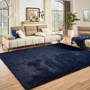 Floralux 6x9 Area Rug Living Room Rugs, Dark Blue, Ultra Soft Fluffy Furry Carpet for Bedroom, Non-Slip Indoor Floor Carpets for Kids Boys Girls Dorm, Nursery, Home Decor Aesthetic