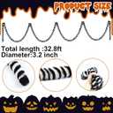 32.8ft Halloween Sandworm Tree Garland Decoration Halloween Nightmare Spooky Black White Striped Ornaments Sandworm Christmas Tree Decoration for Indoor Xmas Holiday Festive Party