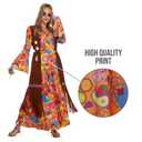 Morph Long Hippie Costume For Women, 70s Hippie Dresses, Retro 60s Style Outfit, Vintage Festival Wear (Medium)