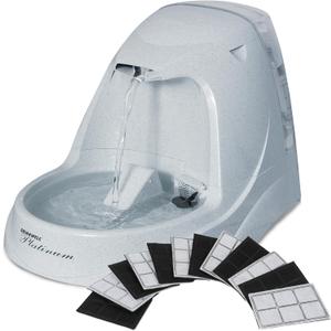 PetSafe Drinkwell Platinum Cat Fountain, Includes 12 Carbon Filters | 168 Oz Capacity, Falling Stream Encourages Drinking, Adjustable Flow, Top-Shelf Dishwasher Safe, 12 Filters Included
