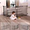Babelio Baby Gate Extra Wide, Auto Close Dog Gate Pet Gate for House Stairs Doorways Fireplace (Black, 72" Wide Gate - 3 Panels)