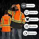 fortresswear Hi Vis Rain Jackets for Men Reflective Waterproof High Visibility Class 3 Safety Rain Coat with Black Bottom,Removable Hood (EXP 12/31/56) 4X-Large-5X-Large