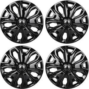 16‘’ Hubcaps Compatible with Ford Transit 150 250 350 2015-2023; Set of 4 Pcs；Glossy Black
