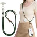 Phone Lanyard Crossbody with Metal Buckles, Adjustable Neck Strap with Universal Multifuctional Stainless Steel Phone Lanyard Tab Comfortable and Durable, Green