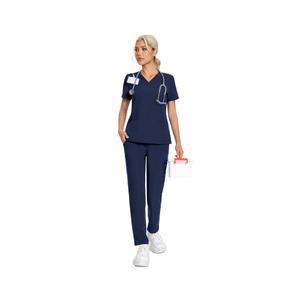 KUNGFU SCRUBS Scrubs for Women Set V-Neck Top & Straight Leg Pants 12 Pockets for Nurses & Healthcare Workers XL