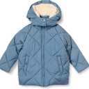 Amazon Essentials Girls and Toddlers' Long Quilted Cocoon Puffer Coat (X-Small, Blue)