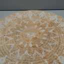 Carvapet Faux Jute Round Rug 5ft Jute-Like Pattern Design Washable Low Pile Area Rug with Non-Slip Rubber Backing, Soft Natural Look Decorative Circle Carpet for Living Room
