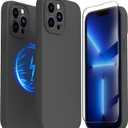 TZGZT Camera Protection for iPhone 13 Pro Max Phone Case, [fits MagSafe Accessories] Magnetic Protective Cover with 2X Screen Protector, Women Case for iPhone 13 Pro Max, Silicone Grey#1