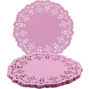 Round Paper Doilies, 100 Pcs 3.5 Colorful Decorative Lace Paper Doilies Disposable Placemats for Wedding Birthday Desserts Cakes Party Tableware Food Decoration, Pink