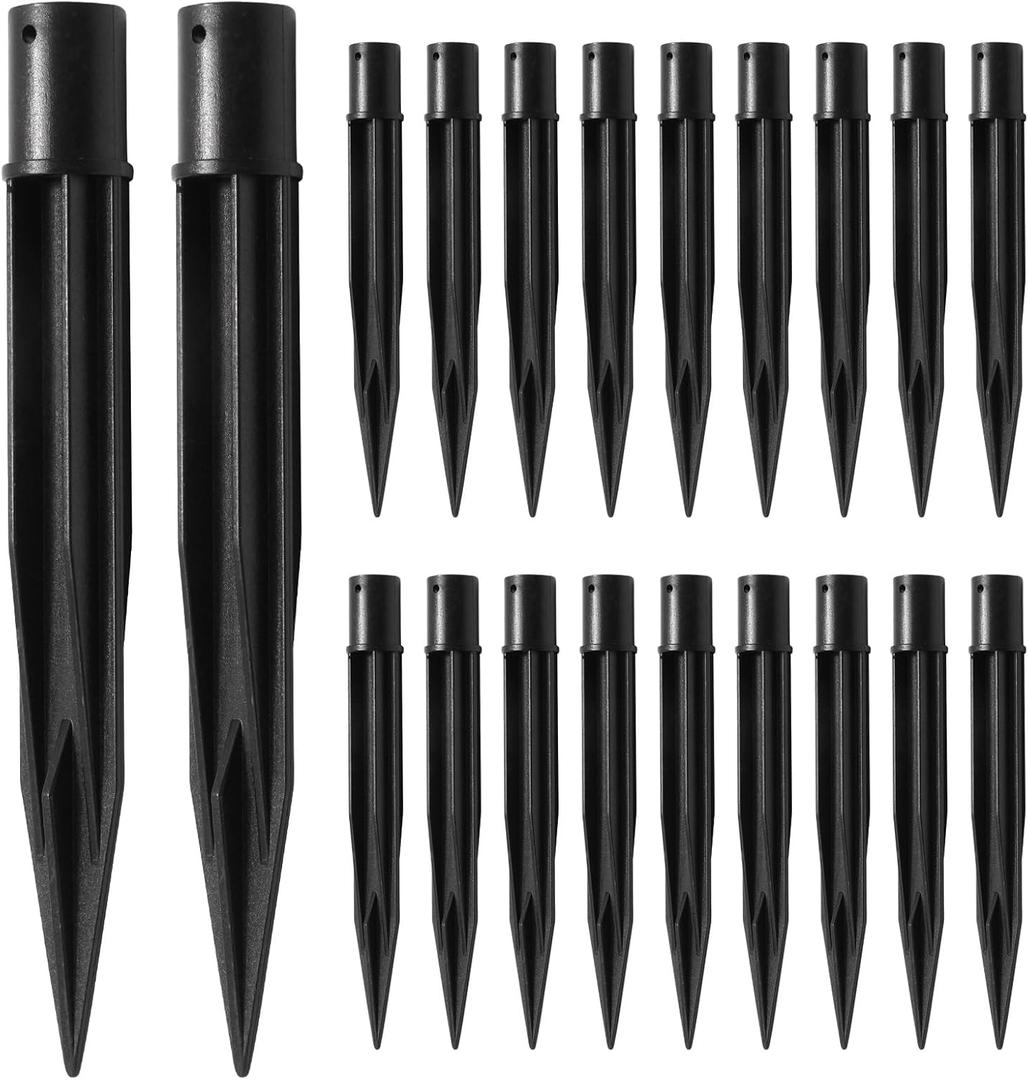 20PCS Solar Light Spikes 0.39", 0.64" Christmas Plastic Torch Lights Spikes for Outdoor Yard Garden, I.D.0.39 Inch/10MM, O.D 0.64 inch/16.3 MM, Replacement Stake for Solar Lights Stakes