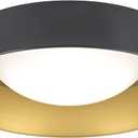 15.5 Inch LED Flush Mount Ceiling Light Fixture, 26W, Super Bright 1800 Lumen, 3 Color 3000K/4000K/5000K, Matt Black with Gold Inside, Dimmable Ceiling Lamp for Bedroom Hallway Bathroom Outdoor