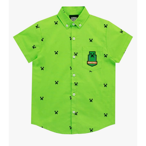 Minecraft Boys' Creeper Button Down Shirt 12-13years