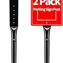 2Pack Heavy Duty Cast Iron Sign Stand - 48" Outdoor Portable Pedestal Post - Display Road Sign, Construction Sign Holder (Black), 2 Pack Parking Sign Post-15lbs