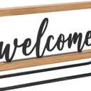 NIKKY HOME Wooden Welcome Sign, Rustic Table Signs Freestanding Word Sign Decorative Cutout Welcome Letters Sign for Home Ornament Entryway Living Room Indoor Decor