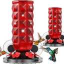 MrCrafts 2Pcs Window Hummingbird Feeder 16oz - Attract 8X More Hummingbirds with Red Diamond-Textured Glass, Ideal for Attracting Wild Birds Outdoor, Bird Watching Gift for Women & Nature Lovers