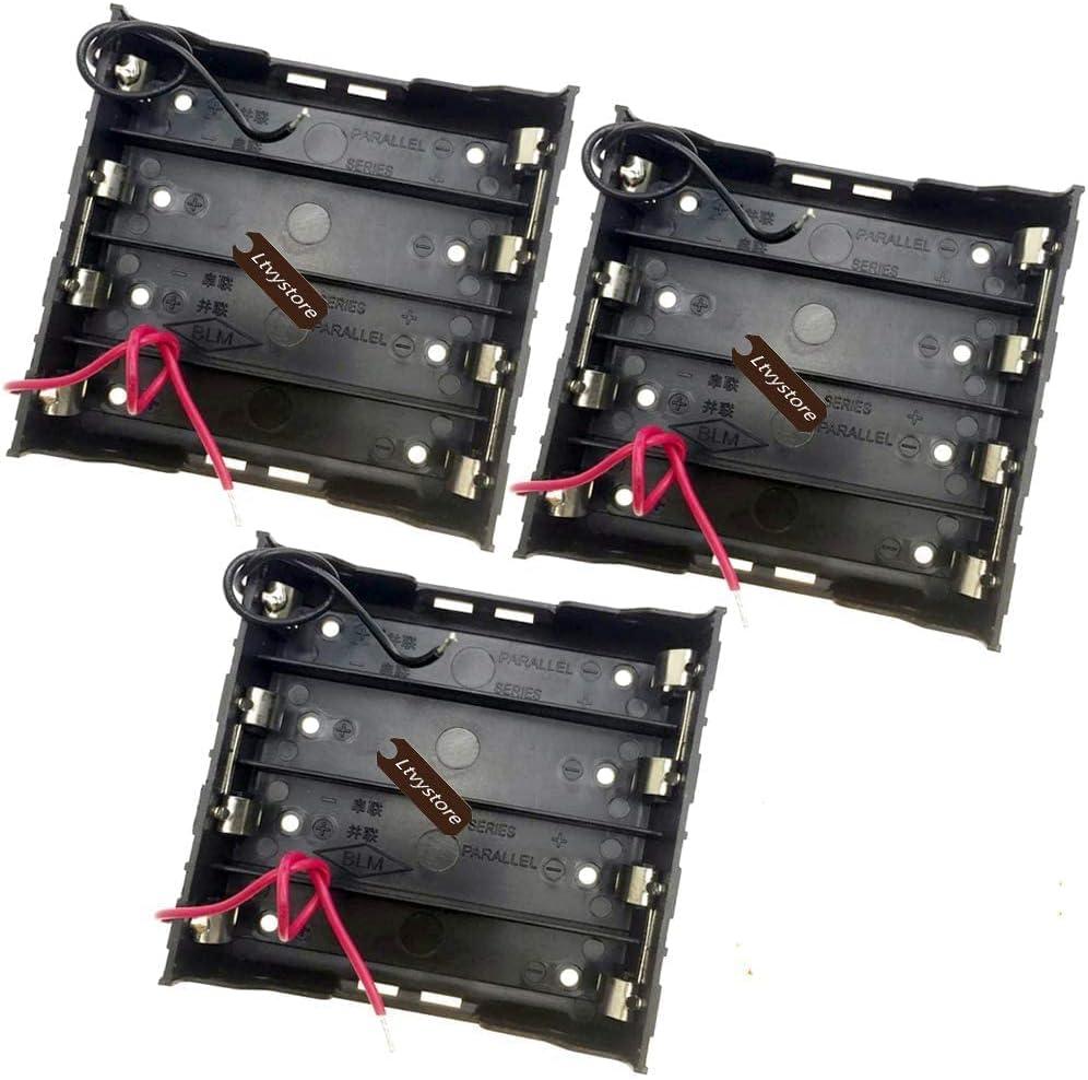18650 Battery Case Holder, 3 Pcs 4 Slots x 3.7V 14.8Volt DIY Battery Storage Box, in Series Black Plastic Batteries Case for 4 x 18650 Ltvystore