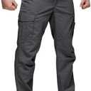 SWISSWELL Mens Tactical Cargo Pants Water Resistant Ripstop Lightweight Hiking Work Pants with 8 Pockets Elastic Waistband Grey 32×32