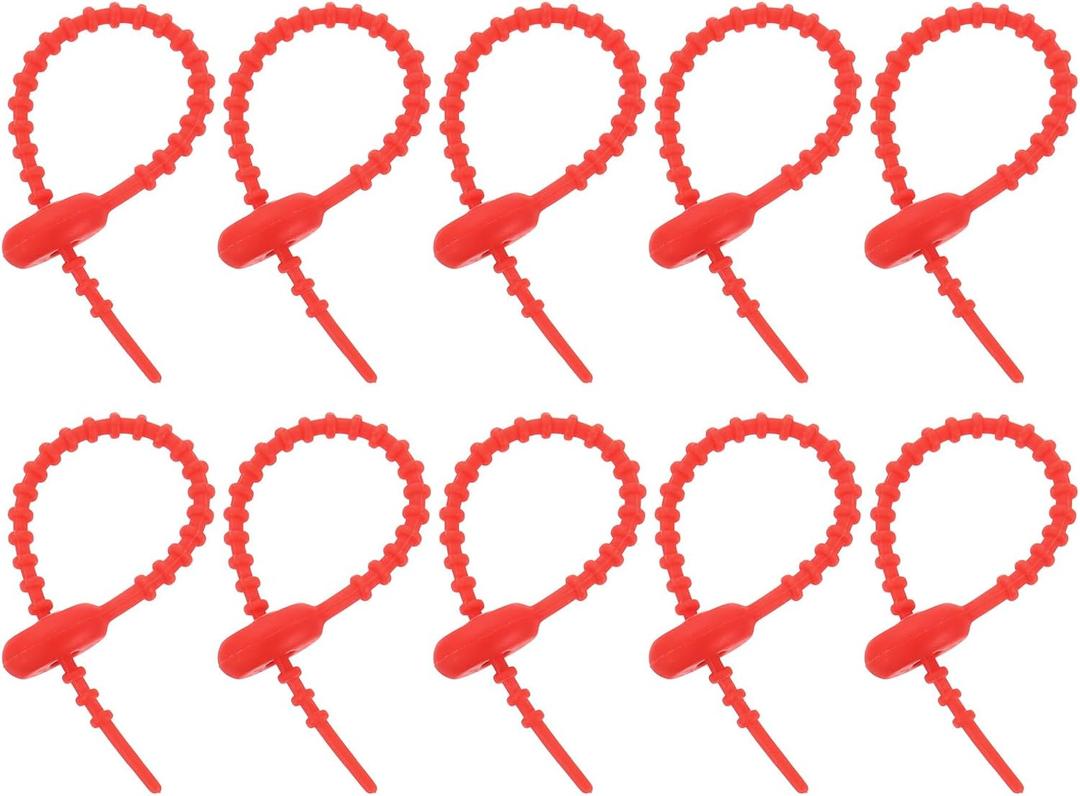 uxcell 20Pcs 4" Silicone Cable Ties, Reusable Zip Ties Strips Twist Tie, Cable Cord Wraps Management Organizer for Home Office Kitchen Food Bag, Red