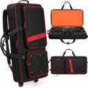 BOSSTIN DJ Controller Case with Wheels Compatible with DDJ FLX10 /1000 /FLX6 /REV7 /REV5, Rolling DJ Case for Equipment, Padded Large DJ Backpack with Multi-Pocket for Laptop Accessories (Black Red)
