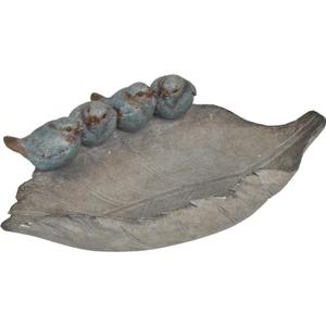 Bird-Feeder Wild Bird-Bath Bowl Outdoors - Garden Decor Polyresin Birds on Leaf 12.4 * 7.5 * 4.1 Inch-Newman House Studio