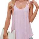 2025 Womens Tank Tops Eyelet Embroidery Sleeveless Camisole Summer Clothes Scoop Neck Flowy Shirts (Small, Pink-03)