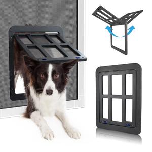 PETLESO Dog Door for Sliding Door, Lockable Dog Screen Door with Magnetic Closure Easy Install Pet Door for Dogs Cats, 11.2"x14.4" Black