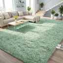 DweIke Fluffy Sage Green Rugs for Bedroom Living Room, 4x6 Feet Soft Plush Shaggy Light Mint Green Girls Boys Kids Rug, Non-Slip and Machine Washable Carpet for Dorm Nursery Classroom Decor