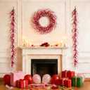 idyllic 6 Ft Valentine's Day Pink & Red Flower Wreath Decorations, Artificial Floral Garland with Bendable Stems for Front Door Mantel Table Bedroom Wedding Decor