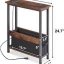 Slim Charging End Table with Storage - For Small Spaces and Bedroom