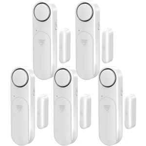 Window and Door Alarm When Opened (5 Pack) for Kids Safety/Home Security, Sliding Front Door Opening Sensor Alarms for Dementia, 120dB Burglar Alert, Ideal for Business, Garage, Apartment,House, White