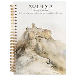 Likjad Christian Spiral Notebook Journal 5.5x8.3, Psalm 91 Bible Prayer Scripture Journals for Writing, Christian Psalm 91 Gifts for Women, Bible Verse Hardcover Notebooks for Note Taking