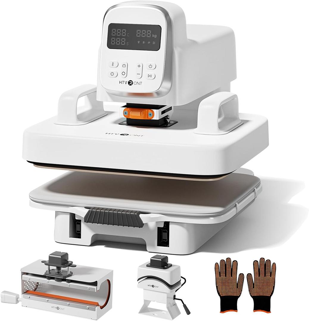 HTVRONT 3 in 1 Auto Heat Press Machine with Adjustable Pressure, 12X10 | A100 Auto Heat Press with Heats Up Fast & Evenly, Sublimation Heat Press Machine for T Shirts, Mugs and Hats